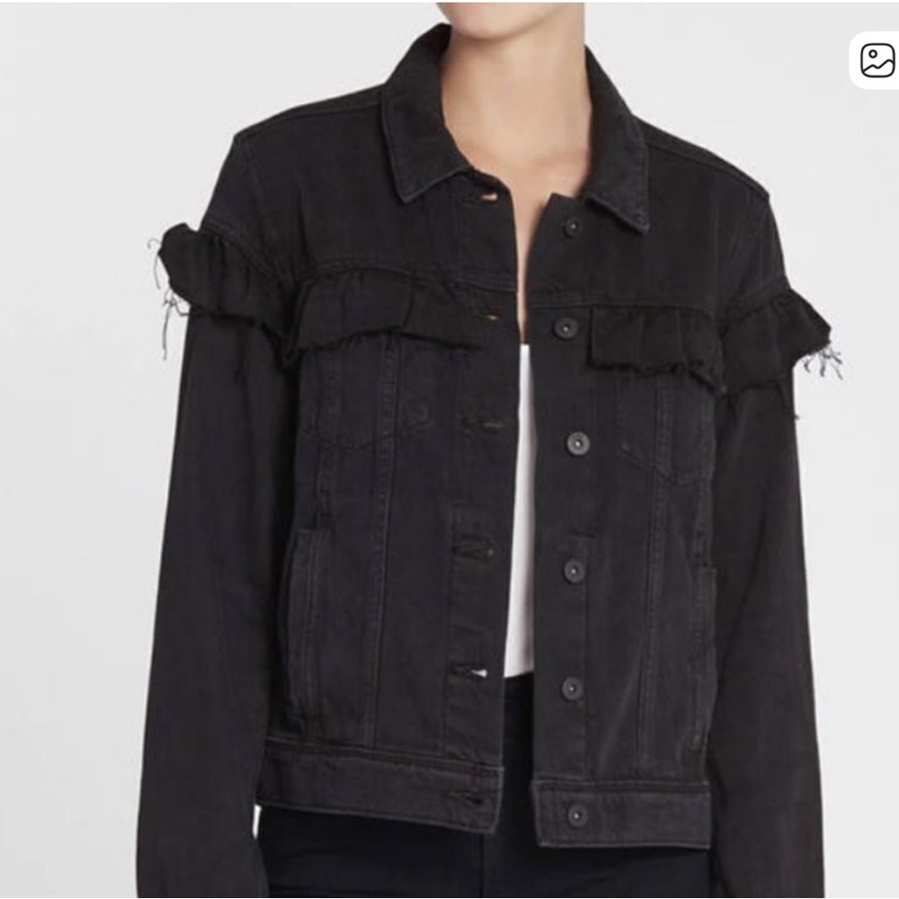 PAIGE Ruffle Heidi Denim Jacket in Nightengale